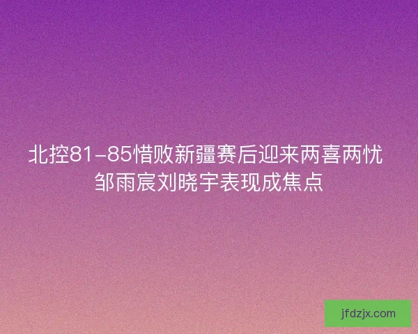 北控81-85惜败新疆赛后迎来两喜两忧 邹雨宸刘晓宇表现成焦点