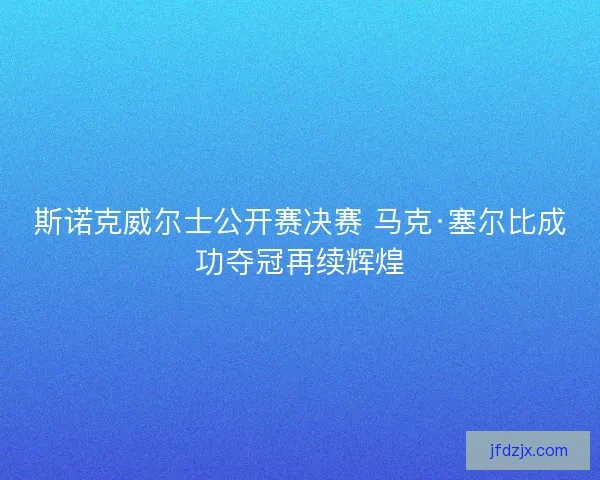 斯诺克威尔士公开赛决赛 马克·塞尔比成功夺冠再续辉煌