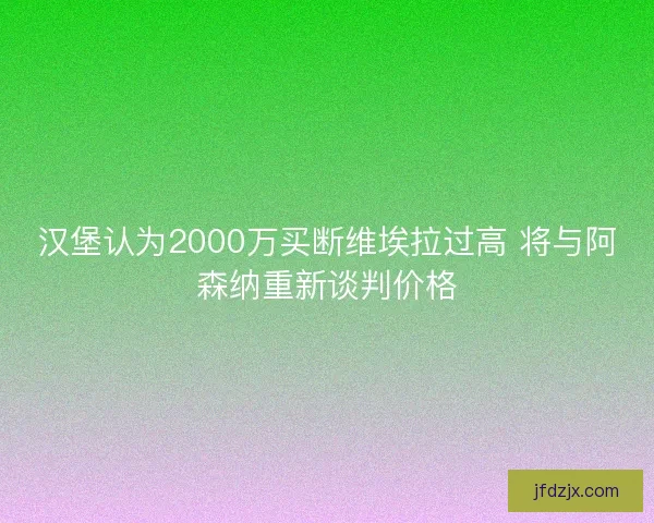 汉堡认为2000万买断维埃拉过高 将与阿森纳重新谈判价格 汉堡认为2000万买断维埃拉过高 将与阿森纳重新谈判价格